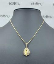 Conjunto pingente búzios + corrente banhado à ouro 18k