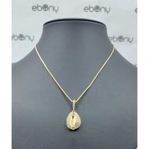 Conjunto pingente búzios + corrente banhado à ouro 18k
