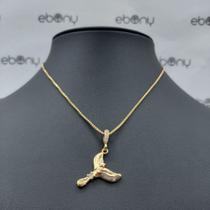 Conjunto pingente cauda + corrente banhado à ouro 18k