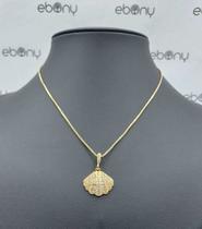 Conjunto pingente concha + corrente banhado à ouro Conjunto pingente concha + corrente banhado à ouro
