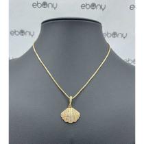 Conjunto pingente concha + corrente banhado à ouro