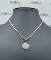 Conjunto pingente concha + corrente banhado à rhodium