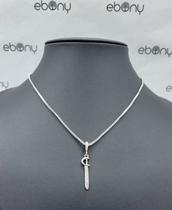 Conjunto pingente espada ogum + corrente banhado rhod