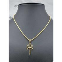 Conjunto pingente machado + corrente banhado a ouro Conjunto pingente machado + corrente banhado a ouro