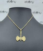 Conjunto pingente machado xangô + corrente banhada Conjunto pingente machado xangô + corrente banhada
