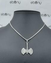 Conjunto pingente machado xangô + corrente banhado r