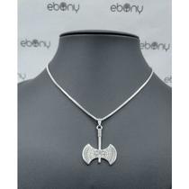 Conjunto pingente machado xangô + corrente banhado r