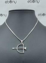 Conjunto pingente ofá oxóssi + corrente banhado rhod