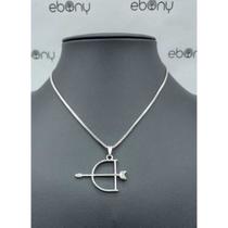 Conjunto pingente ofá oxóssi + corrente banhado rhod