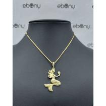 Conjunto pingente sereia + corrente banhado à ouro 18k