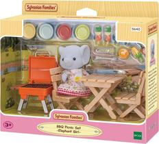 Conjunto piquenique e churrasco - menina elefante - sylvanian families - epoch - SILVAN FAMILY