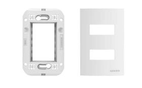 Conjunto Placa 2 Postos Separados 4x2 + Suporte embutida Brava Up Soprano Branca