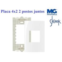 Conjunto Placa 4X2 2 Postos Juntos + Suporte Branco - MarGirius Sleek