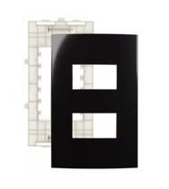 Conjunto Placa 4x2" 2 Postos Separados Preto + Suporte (branco) PA021422 Margirius Conjunto Placa 4x2" 2 Postos Separados Preto + Suporte (branco) PA021422 Margirius