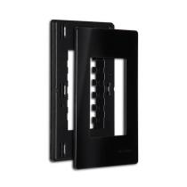 Conjunto Placa 4x2 3 Postos Horiz Ebony com Suporte Infinit Conjunto Placa 4x2 3 Postos Horiz Ebony com Suporte Infinit