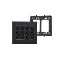 Conjunto Placa 4x4 de 6 Mód+Suporte+6 Mód tomada Pial Plus+