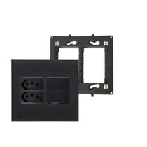 Conjunto Placa 4x4+Suporte+2 Mod Tomada+2 Inter Pial Plus+