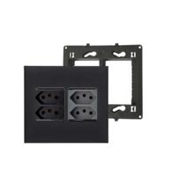 Conjunto Placa 4x4+Suporte+4 Mod Tomada 10A+20A Pial Plus+ Conjunto Placa 4x4+Suporte+4 Mod Tomada 10A+20A Pial Plus+