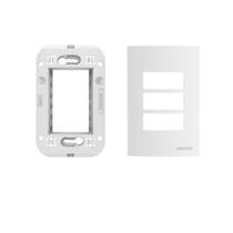Conjunto Placa Branca 3 Módulos 4x2 Com Suporte Linha Brava Soprano Conjunto Placa Branca 3 Módulos 4x2 Com Suporte Linha Brava Soprano