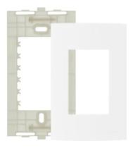 Conjunto Placa E Suporte 4X2 3 Postos Horizon Branco Kit 10 Conjunto Placa E Suporte 4X2 3 Postos Horizon Branco Kit 10