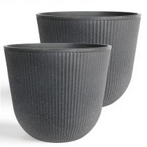 Conjunto Planter Worth de 2 cinzas de 44 cm x 39 cm com drenagem Conjunto Planter Worth de 2 cinzas de 44 cm x 39 cm com drenagem
