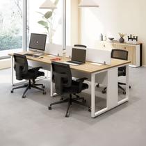 Conjunto Plataforma de Trabalho 4 Lugares 240cm com Tomadas Bege e Branco