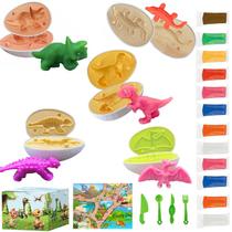 Conjunto Playdoh Dinosaur Fuijeuj com 12 massinhas e 5 ovos de dinossauro