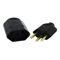 Conjunto Plugue + Tomada 2P+T Preta 250V 10A Lumibras