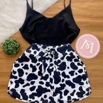Conjunto Plus Blusa e Short Alfaiataria