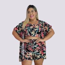 Conjunto Plus Size 3 Peça Short Cropped Kimono 0215