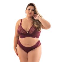 Conjunto Plus Size Betânia IMI Lingerie Sem Bojo Em Microfibra E Renda