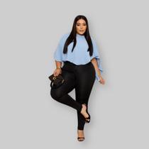 Conjunto Plus Size Blusa Capa Babado + Calça Tratorada 0629
