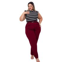 Conjunto Plus Size Blusa Muscle Tee + Calça C Cinto 0481