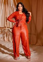 Conjunto Plus Size Brilho Cropped, Regata e Calça