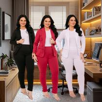 Conjunto Plus Size Calça Blazer Alfaiataria Feminino Social