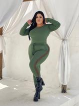 Conjunto Plus Size Calça e Blusa Manga Longa Viés de Oncinha Conjunto Plus Size Calça e Blusa Manga Longa Viés de Oncinha