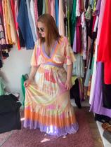 Conjunto Plus size calça e cropedd colorido maxiplus Bruna Rego