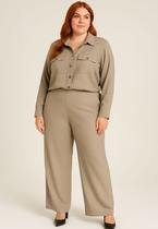 Conjunto Plus Size Camisa Manga Longa e Calça Pantalona