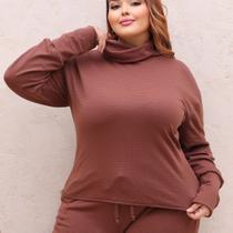 Conjunto Plus Size Canelado Outono Inverno Tamanho Grande