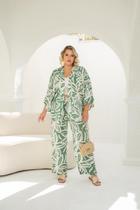 Conjunto Plus size Chic Calça e Kimono Flora Conjunto Plus size Chic Calça e Kimono Flora