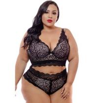 Conjunto Plus Size Com Detalhe Em renda Sexy