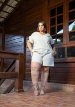 Conjunto Plus Size com Short e Camisa em Linho Feminino Elegante e Casual Conjunto Plus Size com Short e Camisa em Linho Feminino Elegante e Casual
