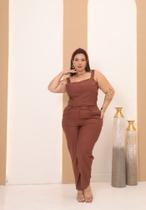 Conjunto Plus Size Cropped & Alfaiataria Elegância Minimalista Plus Size G1 ao G3