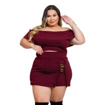 Conjunto Plus Size Cropped Cigana + Short Saia 46 ao 50 0554