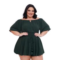 Conjunto Plus Size Cropped Ciganinha + Short Saia Rodada 0563