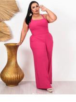 Conjunto Plus Size Cropped Com Alcinha e Lastex e Calça Pantalona Forrada