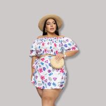 Conjunto Plus Size Cropped Elastec + Shorts Saia 0609 Conjunto Plus Size Cropped Elastec + Shorts Saia 0609