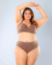 Conjunto Plus Size em Algodão Confort - Chocolate