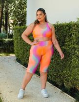 Conjunto Plus Size Estampado com Bermuda Ciclista e Top sem Bojo
