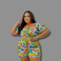 Conjunto Plus Size Estampado Short + Cropped Regulagem 0604